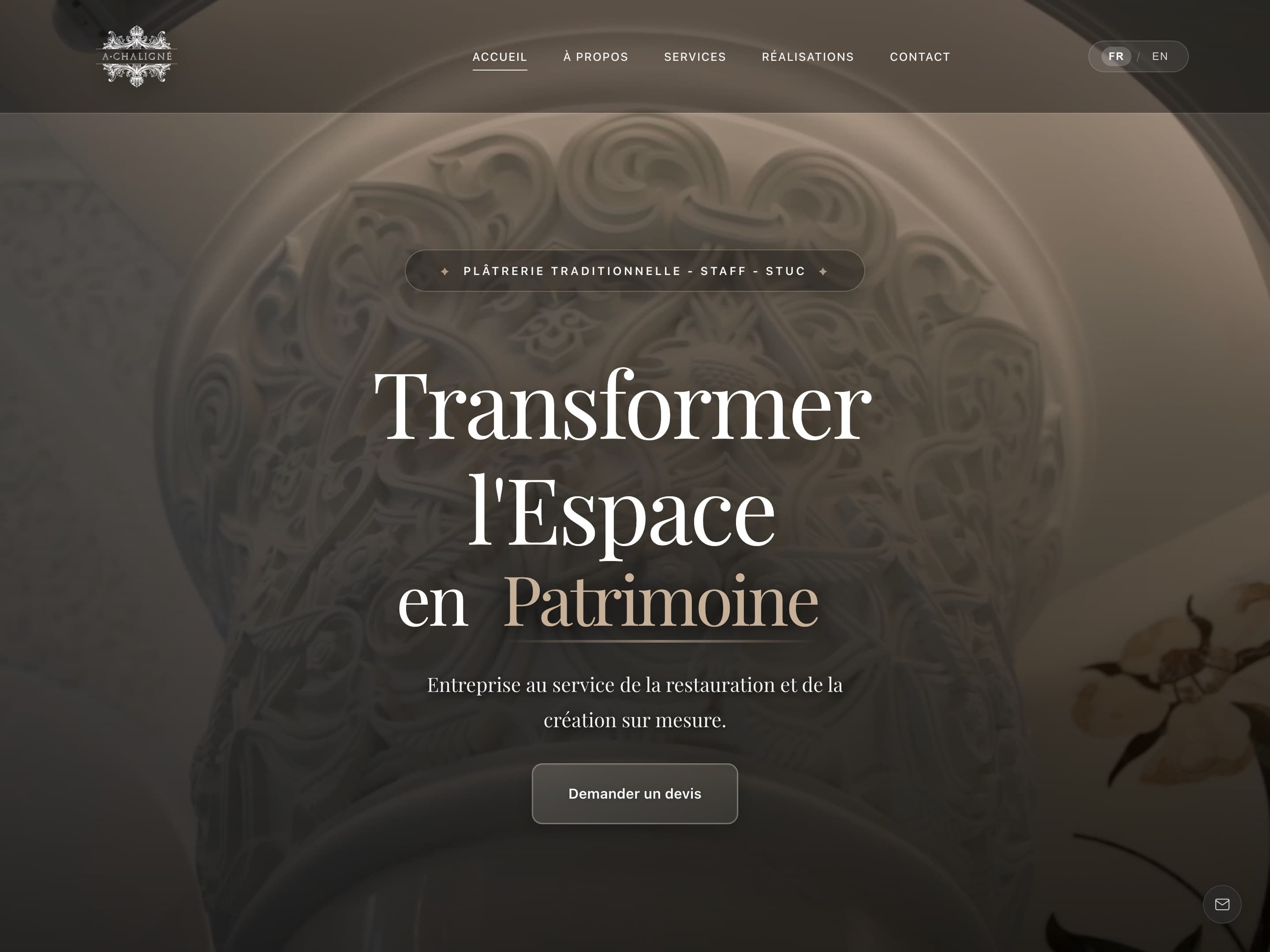 Alexandre Chaligné, métiers d'art · site web réalisé par Kréa Studio