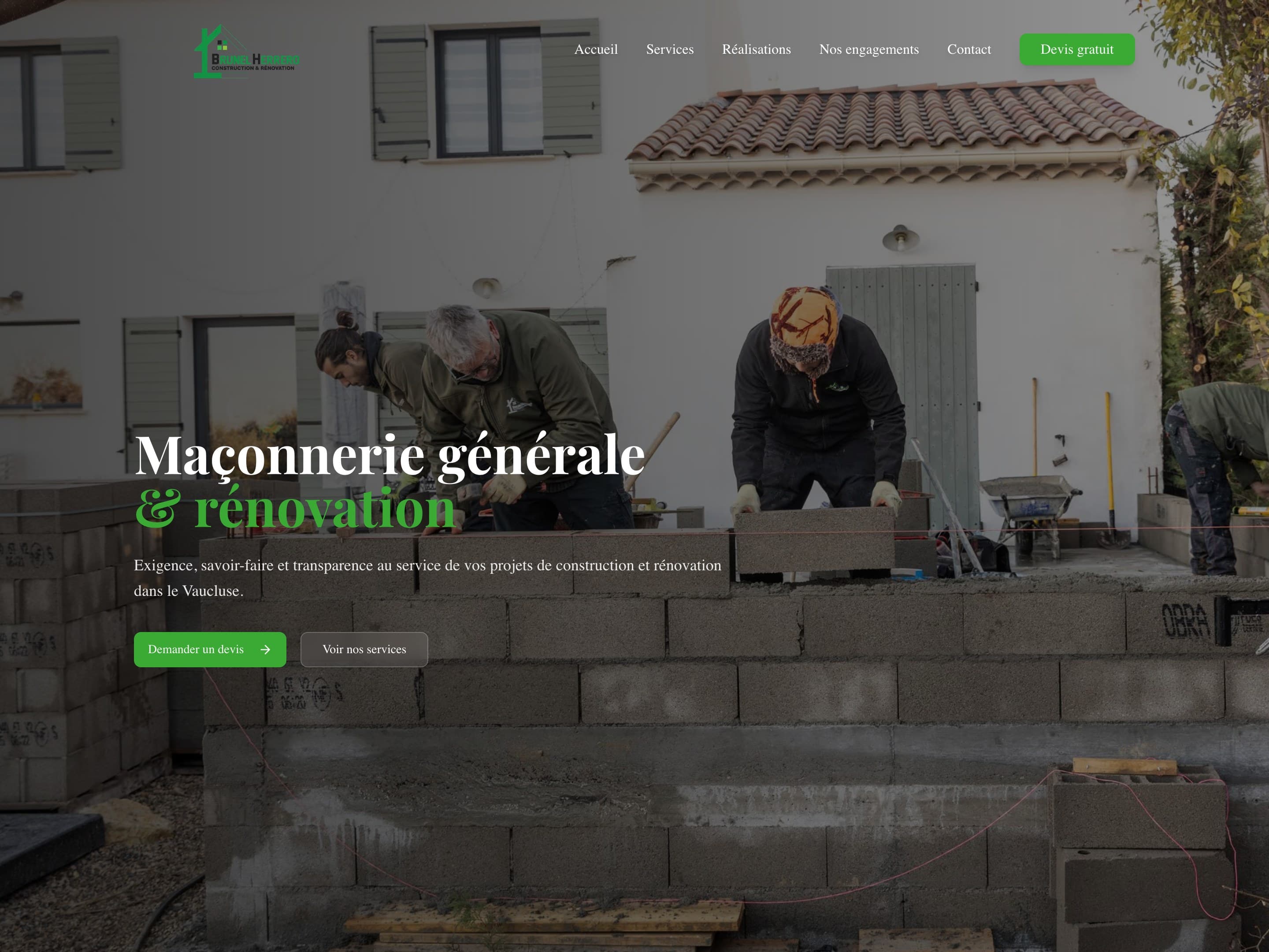 Maçonnerie Brunel-Herrero, btp · site web réalisé par Kréa Studio